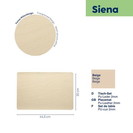 Prostírání Kela KL-12454 Siena PU kůže 44,5 x 30 x 0,2 cm béžová (1)
