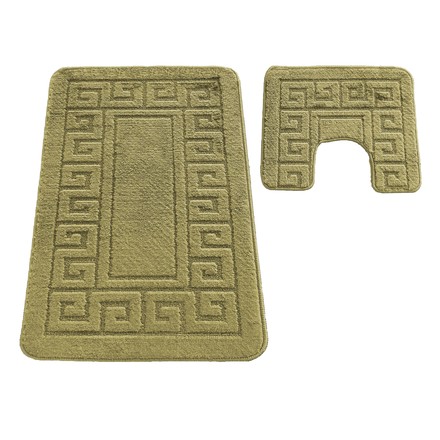Kusový koberec Dywanopol MONTANA s výřezem Ethnic Khaki, sada (50 cm x 80 cm a 40 cm x 50 cm)