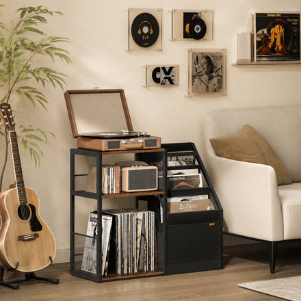 Stolek na gramofon a LP desky Autronic 81x30x69cm, mdf, old wood, AKF-E1076 OLW (4)