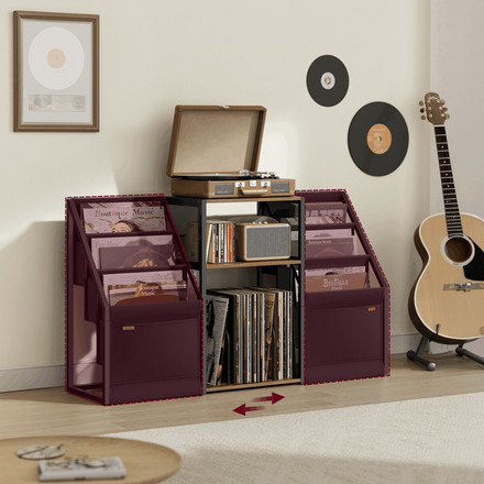 Stolek na gramofon a LP desky Autronic 81x30x69cm, mdf, old wood, AKF-E1076 OLW (3)