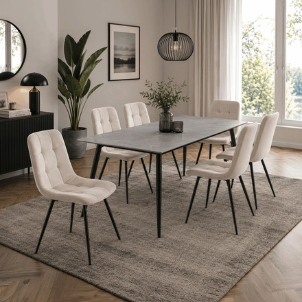 Moderní jídelní židle Autronic krémová, sametová látka, CT-V5081 CRM4 (1)