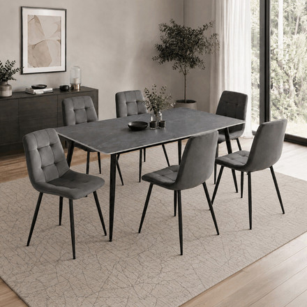 Moderní jídelní židle Autronic šedá, sametová látka, CT-V5081 GREY4 (1)