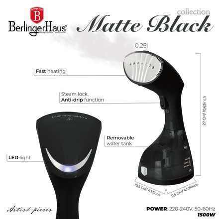 Napařovač oděvů Berlingerhaus BH-9931 Matte Black Collection (12)