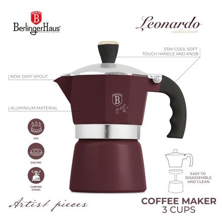 Konvice na espresso Berlingerhaus BH-8565 3 šálky Leonardo Collection (7)
