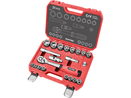 Nástrčné hlavice Extol premium 8818323 sada 21ks, 1/2", 1/2