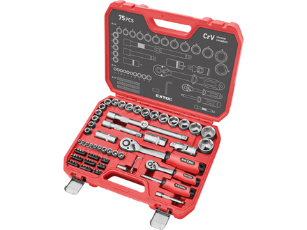 Nástrčné hlavice Extol premium 8818321 sada 75ks, 1/4", 1/2"