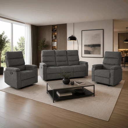 Sedací souprava Autronic polohovací, šedá, látka, ASD-C5980 GREY2 (1)