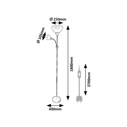 Stojací lampa Rabalux 74109 ActionPro E27 1x MAX 60W + E14 1x MAX 25W, černá (1)