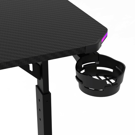 Pevný herní stůl Autronic 160x60cm, RGB LED, výběr výšky, melamin, carbon, LT-H1216 BK (9)