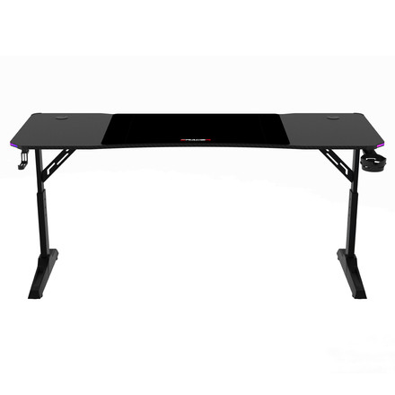 Pevný herní stůl Autronic 160x60cm, RGB LED, výběr výšky, melamin, carbon, LT-H1216 BK (4)