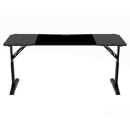 Pevný herní stůl Autronic 160x60cm, RGB LED, výběr výšky, melamin, carbon, LT-H1216 BK (5)