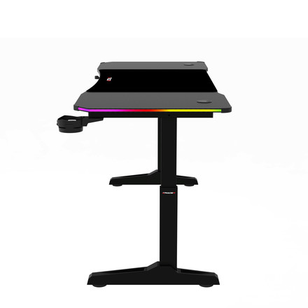 Pevný herní stůl Autronic 160x60cm, RGB LED, výběr výšky, melamin, carbon, LT-H1216 BK (6)