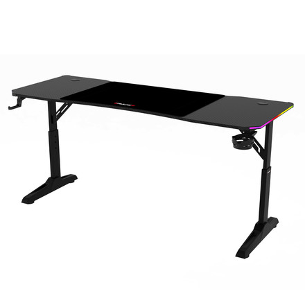 Pevný herní stůl Autronic 160x60cm, RGB LED, výběr výšky, melamin, carbon, LT-H1216 BK (7)