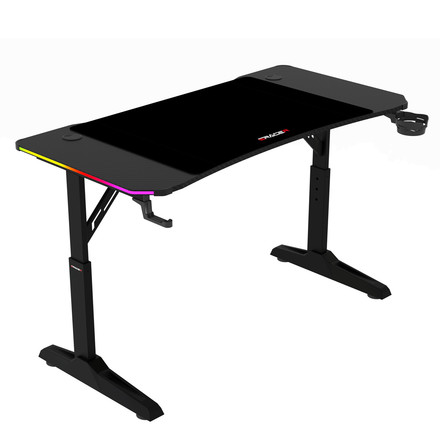 Pevný herní stůl Autronic 120x60cm, RGB LED, výběr výšky, melamin, carbon, LT-H1212 BK
