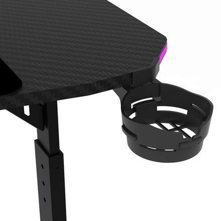 Pevný herní stůl Autronic 120x60cm, RGB LED, výběr výšky, melamin, carbon, LT-H1212 BK (9)