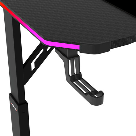 Pevný herní stůl Autronic 120x60cm, RGB LED, výběr výšky, melamin, carbon, LT-H1212 BK (10)