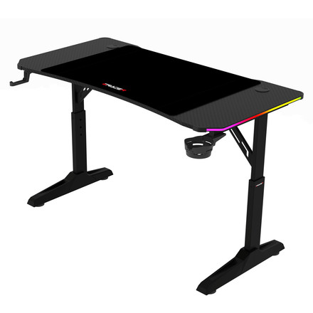 Pevný herní stůl Autronic 120x60cm, RGB LED, výběr výšky, melamin, carbon, LT-H1212 BK (2)