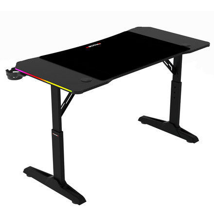 Pevný herní stůl Autronic 120x60cm, RGB LED, výběr výšky, melamin, carbon, LT-H1212 BK (3)