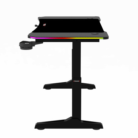 Pevný herní stůl Autronic 120x60cm, RGB LED, výběr výšky, melamin, carbon, LT-H1212 BK (6)