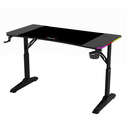 Pevný herní stůl Autronic 120x60cm, RGB LED, výběr výšky, melamin, carbon, LT-H1212 BK (7)