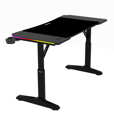 Pevný herní stůl Autronic 120x60cm, RGB LED, výběr výšky, melamin, carbon, LT-H1212 BK (8)