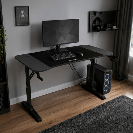 Pevný herní stůl Autronic 120x60cm, výběr výšky, melamin, carbon, LT-H1112 BK (1)