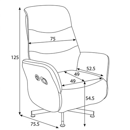 Polohovací křeslo Autronic elektrické zabudované ovládání, šedá, látka, TV-C5479 GREY2 (21)