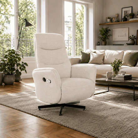 Polohovací křeslo Autronic elektrické zabudované ovládání, krémová, látka, TV-C5479 CRM2 (1)