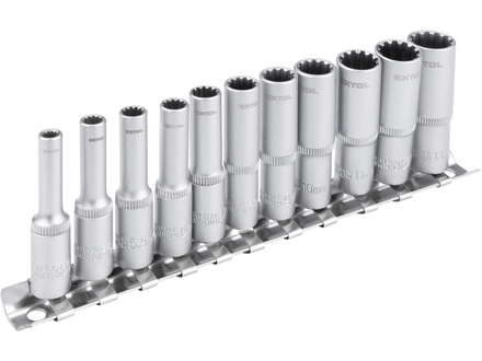 Nástrčné hlavice Extol Premium 8818111 prodloužené, MULTI-LOCK, sada 11ks, 1/4"(4-13mm), CrV