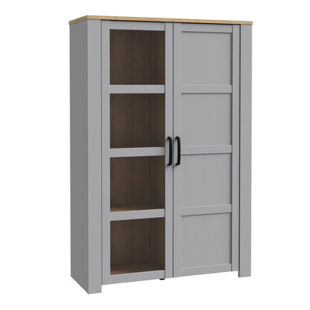 Vitrína Forte Bohol BHLV621 - M478, 107x161x42cm, dub/šedá (karton*2) (1)