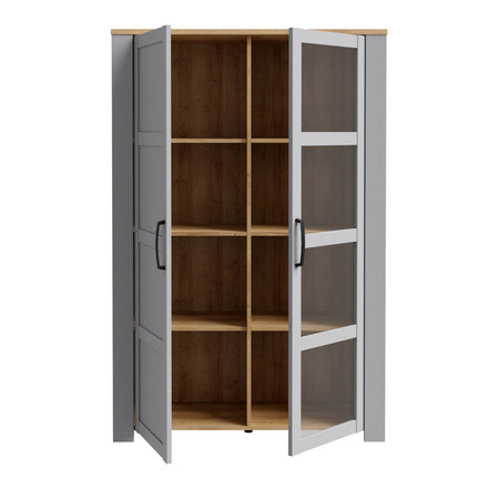 Vitrína Forte Bohol BHLV621 - M478, 107x161x42cm, dub/šedá (karton*2) (2)
