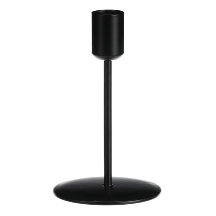 Svícen kovový na kónickou svíčku Autronic výška 14cm, černý JS450-BK