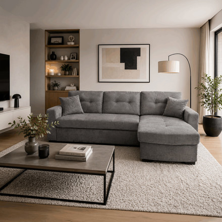 Rohová sedací souprava Autronic šedá látka, ASB-C3990 GREY2