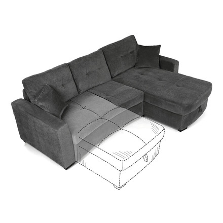 Rohová sedací souprava Autronic šedá látka, ASB-C3990 GREY2 (3)