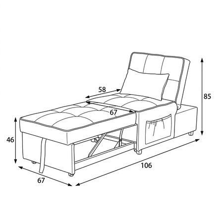 Rozkládací křeslo Autronic šedá, látka, ASB-C3210 GREY2 (12)