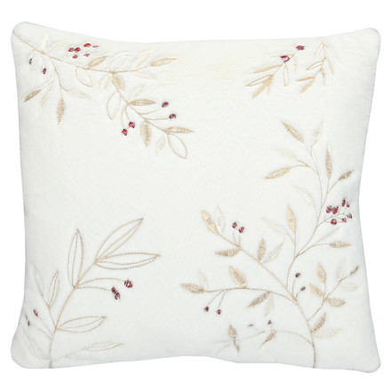 Polštář s výplní Autronic umělá kožešina, bílý s větvičkami, 100% polyester, 45 x 45 cm (POL1227)