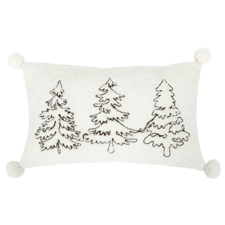 Polštář s výplní Autronic šedý se stromky, pompóny, 100% polyester, 50 x 30 cm (POL1209)