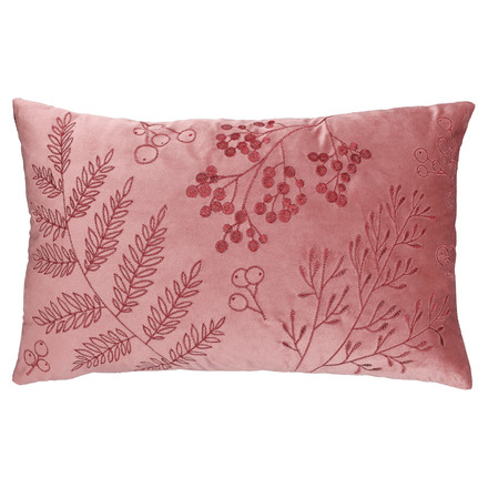 Polštář s výplní Autronic červený, rostlinný vzor, 100% polyester, 50 x 30 cm (POL1203)