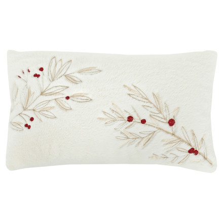 Polštář s výplní Autronic umělá kožešina, bílý s větvičkami, 100% polyester, 50 x 30 cm (POL1228)