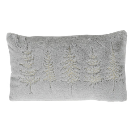 Polštář s výplní Autronic umělá kožešina, vánoční, šedý, 100% polyester, 50 x 30 cm (POL1222) (3)