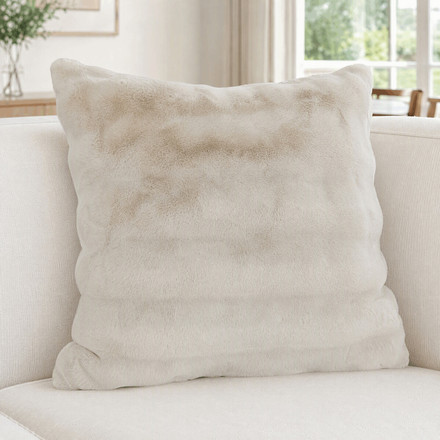 Polštář s výplní Autronic umělá kožešina, 100% polyester, khaki, 60 x 60 cm (POL1218) (1)