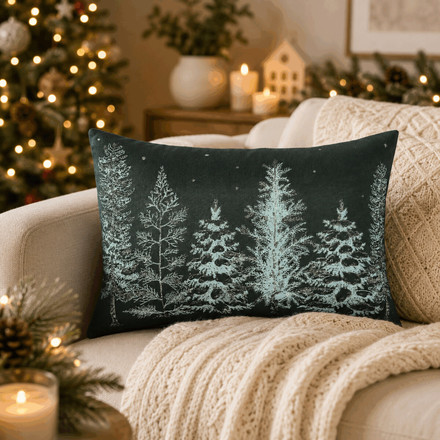 Polštář s výplní Autronic zasněžené stromy, polyester a bavlna, 50 x 30 cm (POL1212) (1)