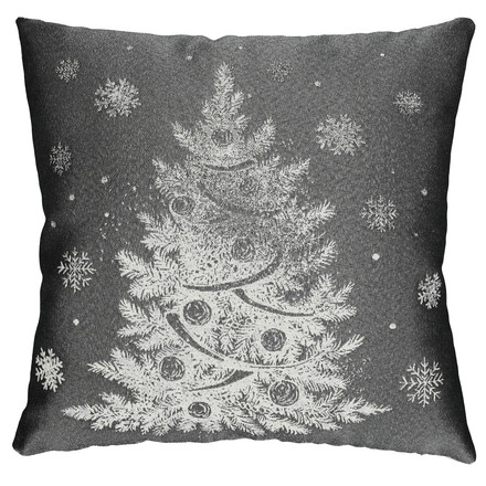 Polštář s výplní Autronic šedý vánoční motiv, 100% polyester, 45 x 45 cm (POL1208)