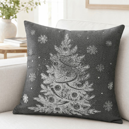 Polštář s výplní Autronic šedý vánoční motiv, 100% polyester, 45 x 45 cm (POL1208) (1)