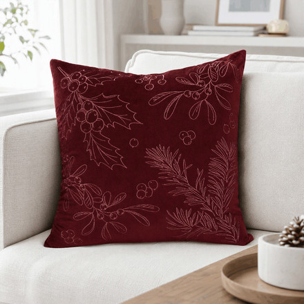 Polštář s výplní Autronic červený s větvemi, 100% polyester, 45 x 45 cm (POL1202) (1)