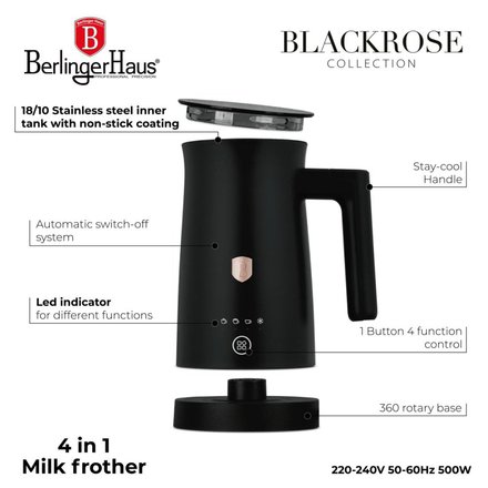 Napěňovač mléka Berlingerhaus BH-9927 4 v 1 Black Rose Collection (6)