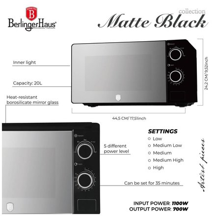 Mikrovlnná trouba Berlingerhaus BH-9904 20 l Matte Black Collection (4)