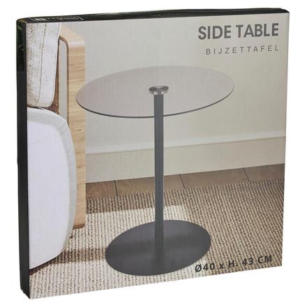 Odkládací stolek Homestyling KO-HZ1261190 kov/sklo 40 cm černá (2)