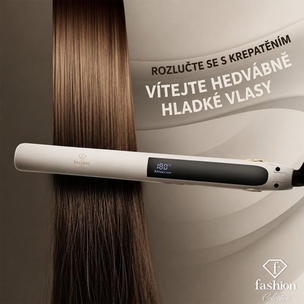Žehlička na vlasy BerlingerHaus FTV-0147 s regulací teploty a displejem Cream Gold Collection (1)