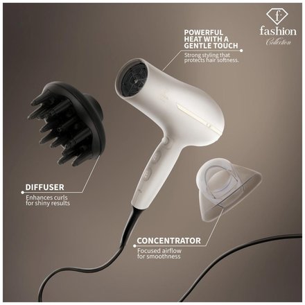 Vysoušeč vlasů s difuzérem a ionizátorem BerlingerHaus FTV-0145 2300W Cream Gold Collection (2)